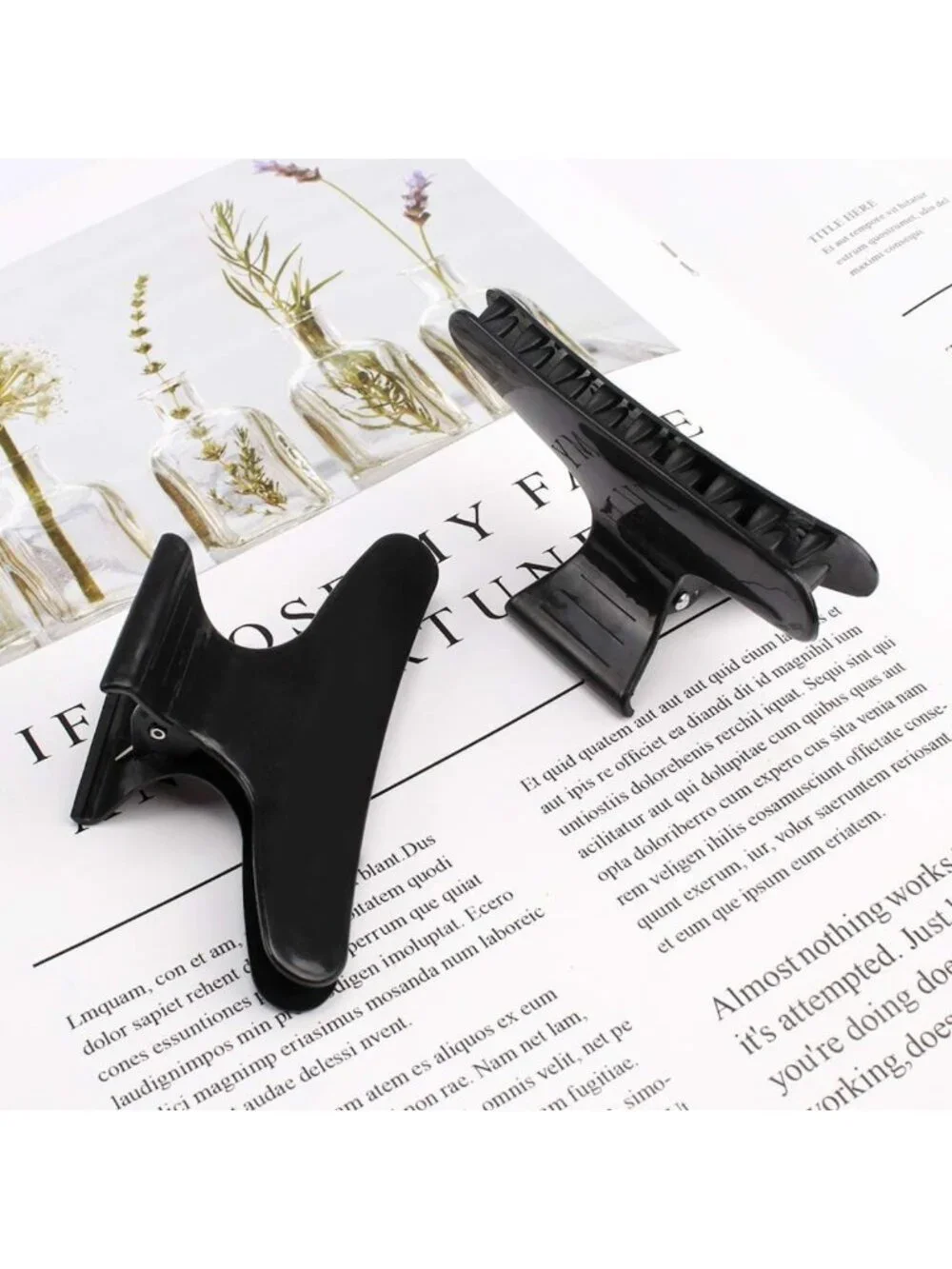 Stylish Black Butterfly Hair Clips - Pro Salon Clamps for Cutting & Styling Hair